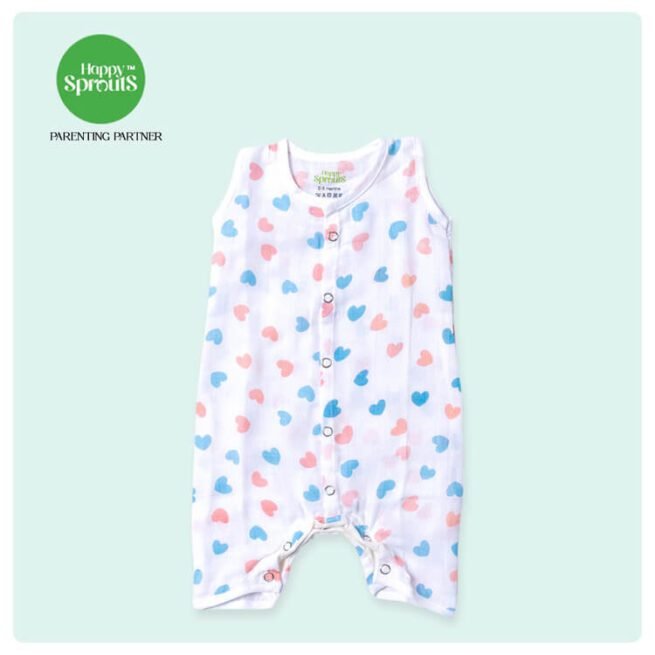 Muslin Romper white heart