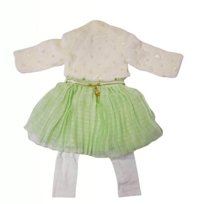 Premium Baby Girls Green Leggy Frock - Image 6