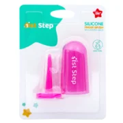 1st Step Silicone Finger Brush with Drying Rack-Pink - Image 2