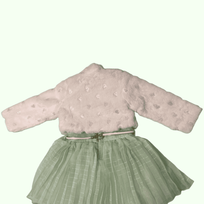 Premium Baby Girls Green Leggy Frock - Image 5