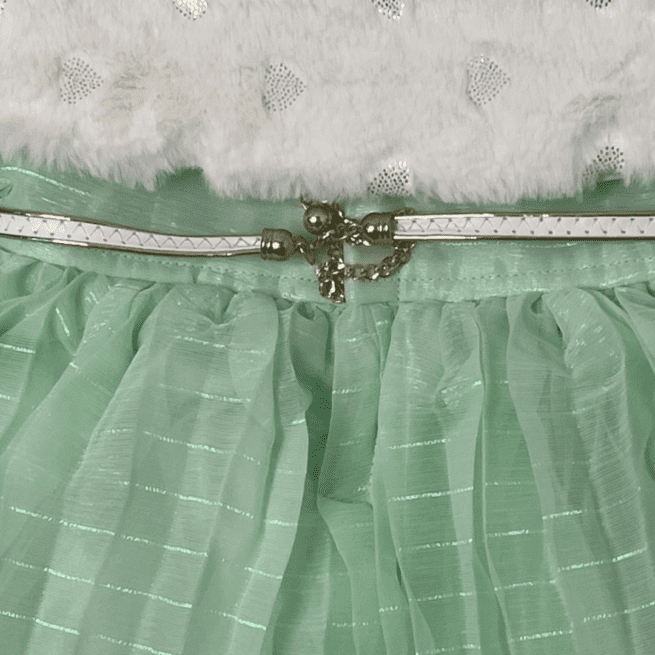 Premium Baby Girls Green Leggy Frock - Image 4