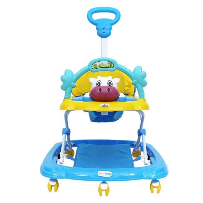 1st Step Walker with Push Handle and 4 Level Height Adjustment- Blue
