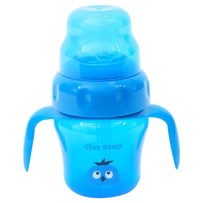 1st Step 150ml Birdie BPA Free Non-SpiII Interchangeable Sipper / Sippy Cup with Soft Silicone Spout And Straw-Blue