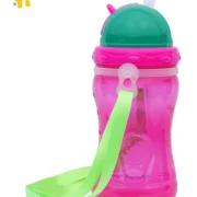 1st Step BPA Free Polypropylene Soft Straw Baby Sipper Cup with Straps Pink - 360 ml - Image 4