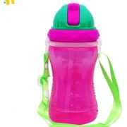 1st Step BPA Free Polypropylene Soft Straw Baby Sipper Cup with Straps Pink - 360 ml - Image 5