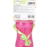 1st Step BPA Free Polypropylene Soft Straw Baby Sipper Cup with Straps Pink - 360 ml - Image 8