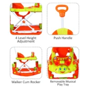 1st Step Musical Activity Walker With Parent Rod  (Orange) - Image 3