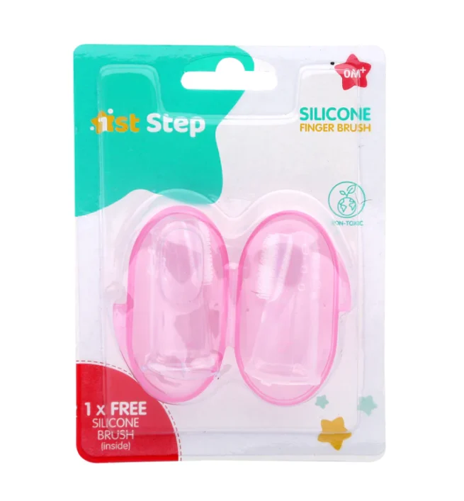 1st Step Silicone Finger Brush Pack of 2 With Carrying Case-Pink - Image 2