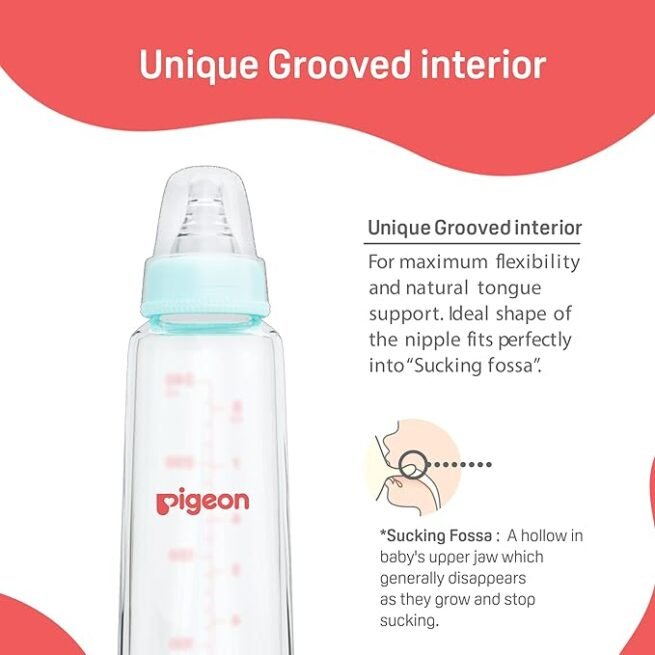Pigeon Flexible Glass Nursing/Feeding Bottle With Added Nipple M 200 ml - Image 2