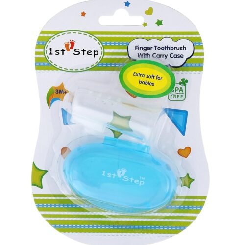 1st Step ST-1185BL Finger Toothbrush with Carry Case (Blue)