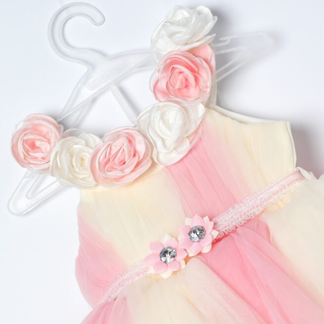 Jalaram White Pink Party Frock for Girls - A Whimsical Symphony of Innocence - Image 2