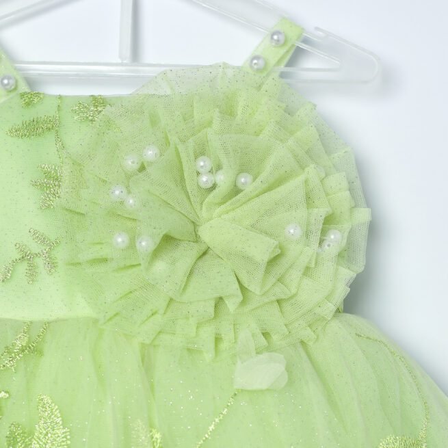 Jalaram Green Party Frock for Girls - A Symphony of Style and Comfort - Image 2