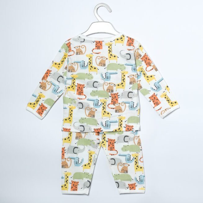Rainbow Radiance: Toffy House Brand White and Multicolor Print T-Shirt and Pant Set for Kids - Image 2
