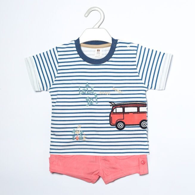 Toffy House Blue T-Shirt and Pink Shorts Set and Suit for Boys - A Playful Splash of Colors