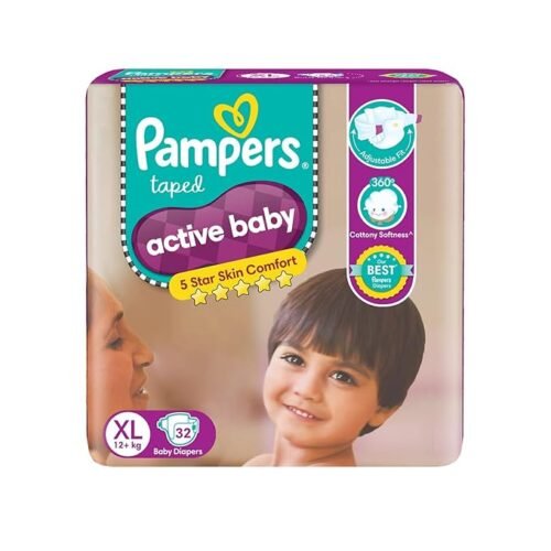 Pampers Active Baby Tape Style Diapers, X-Large (XL) Size, 32 Count