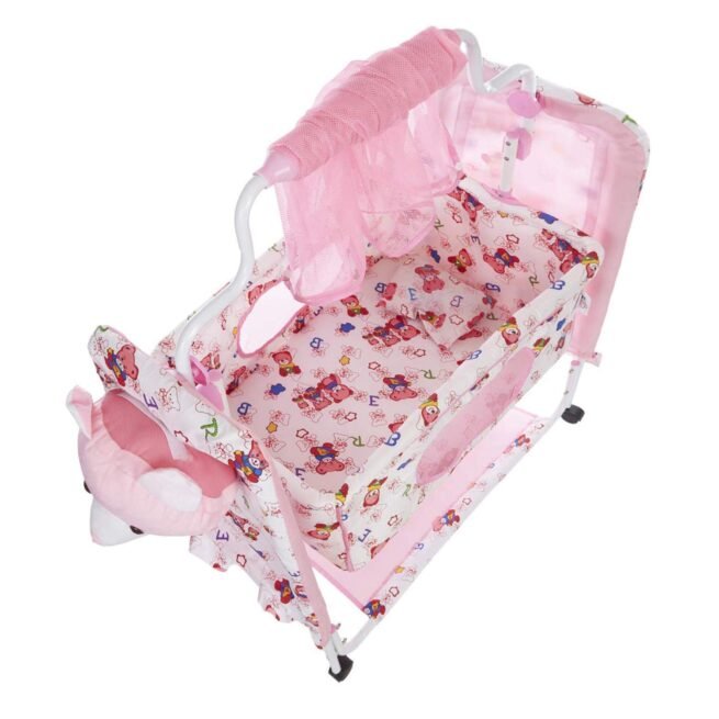Cozy New Born Baby Cradle Pink - Image 5