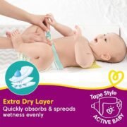 Pampers Active Baby Tape Style Diapers, Medium (M) Size, 90 Count - Image 2