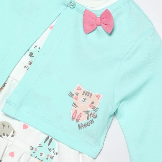 TOFFY HOUSE Cool Green Frock for Infants (0 - 9 Months) - A Breath of Fresh Style - Image 4