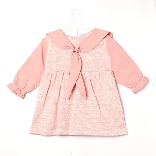 Sweet Elegance: Chocolate Baby Pink Cotton Frock