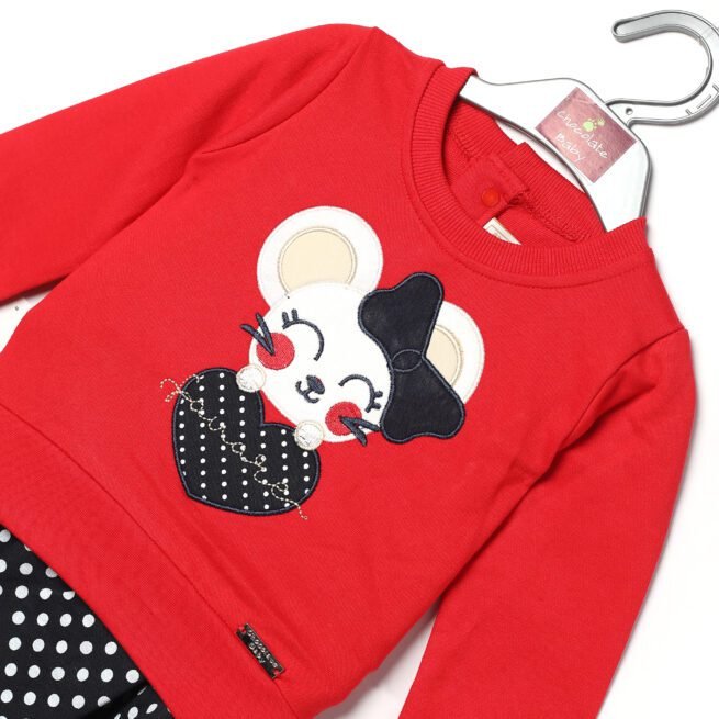 Crimson Chic: Chocolate Baby Brand Red and Black Dress Set for Girls - Image 4