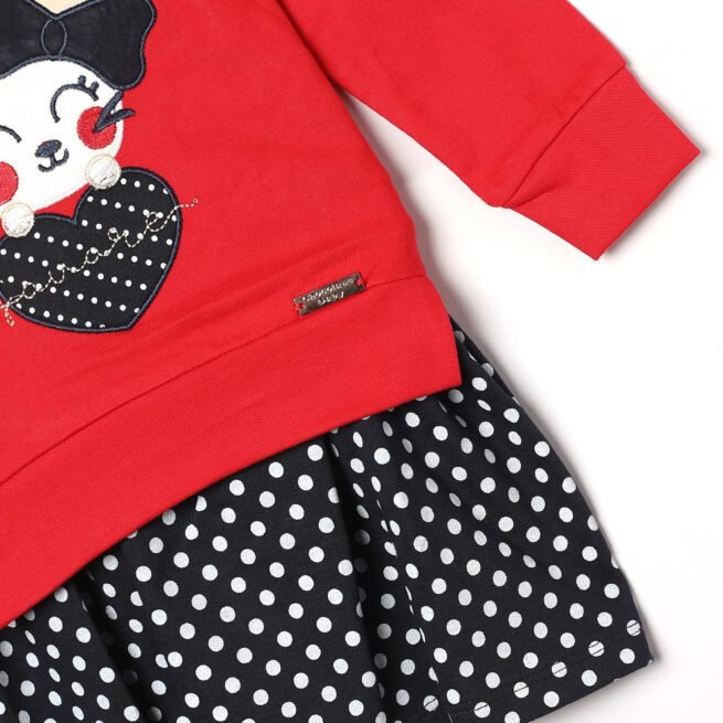 Crimson Chic: Chocolate Baby Brand Red and Black Dress Set for Girls - Image 3