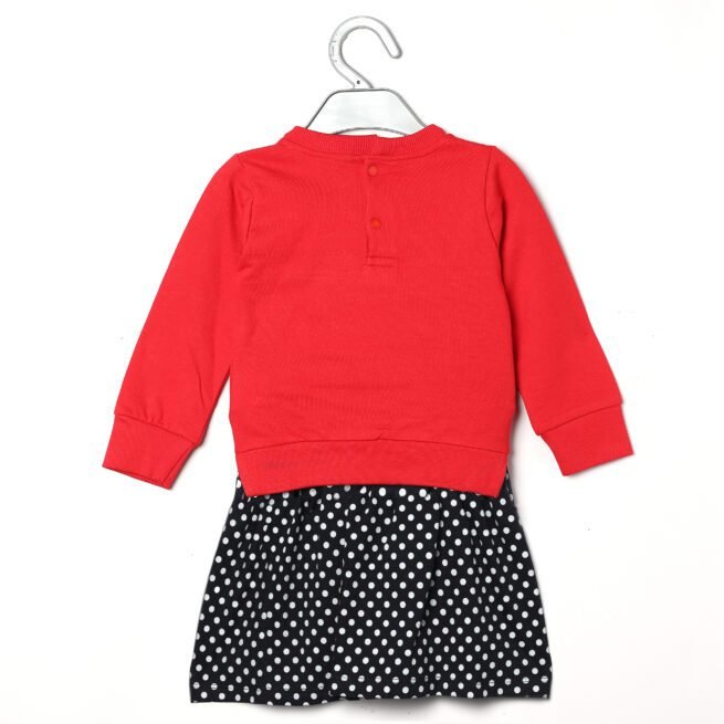 Crimson Chic: Chocolate Baby Brand Red and Black Dress Set for Girls - Image 2